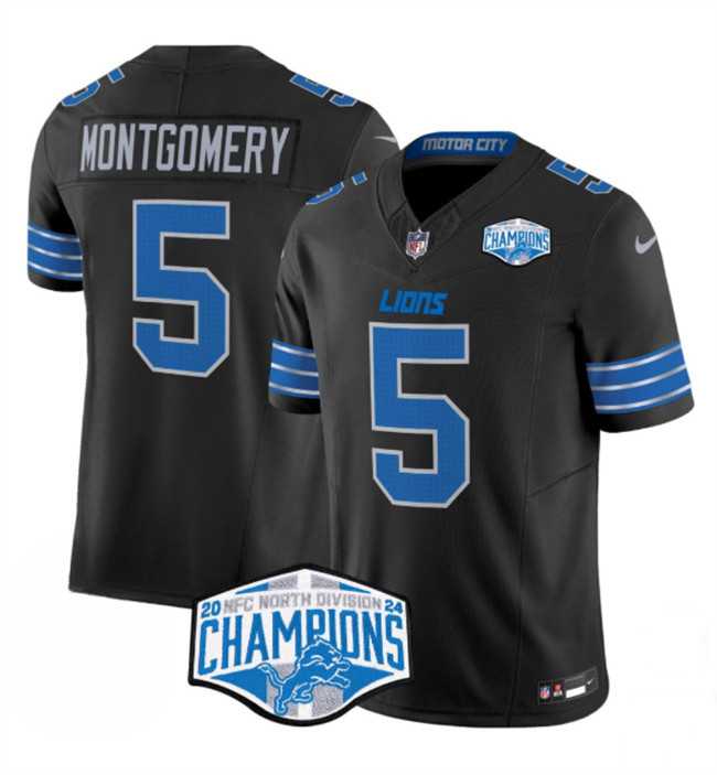 Men%27s Detroit Lions #5 David Montgomery Black 2024 NFC North Champions F.U.S.E. Vapor Limited Stitched Jersey->detroit lions->NFL Jersey